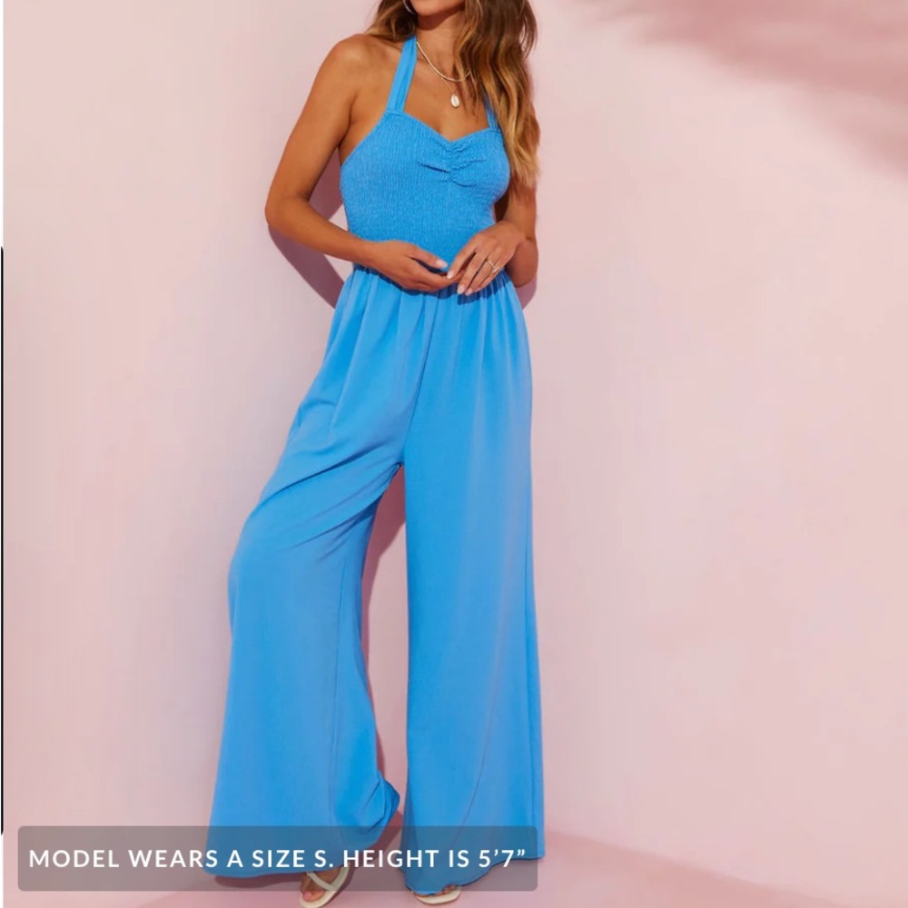 VICI Dovie Smocked Halter Jumpsuit